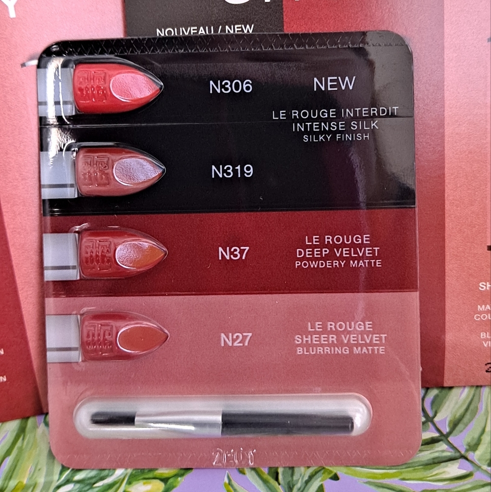 2x Le Rouge Interdit Matte Lipstick 4 Shades Sample Card.